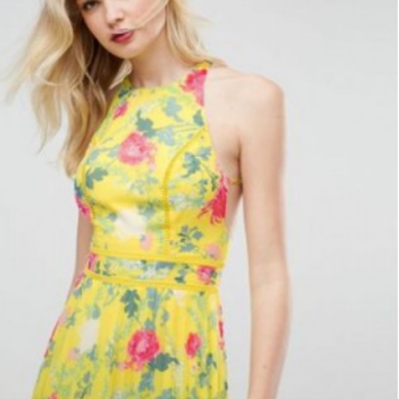 ASOS TALL Bright Floral Pleated Midi Skater Dress - Picture 4 of 5